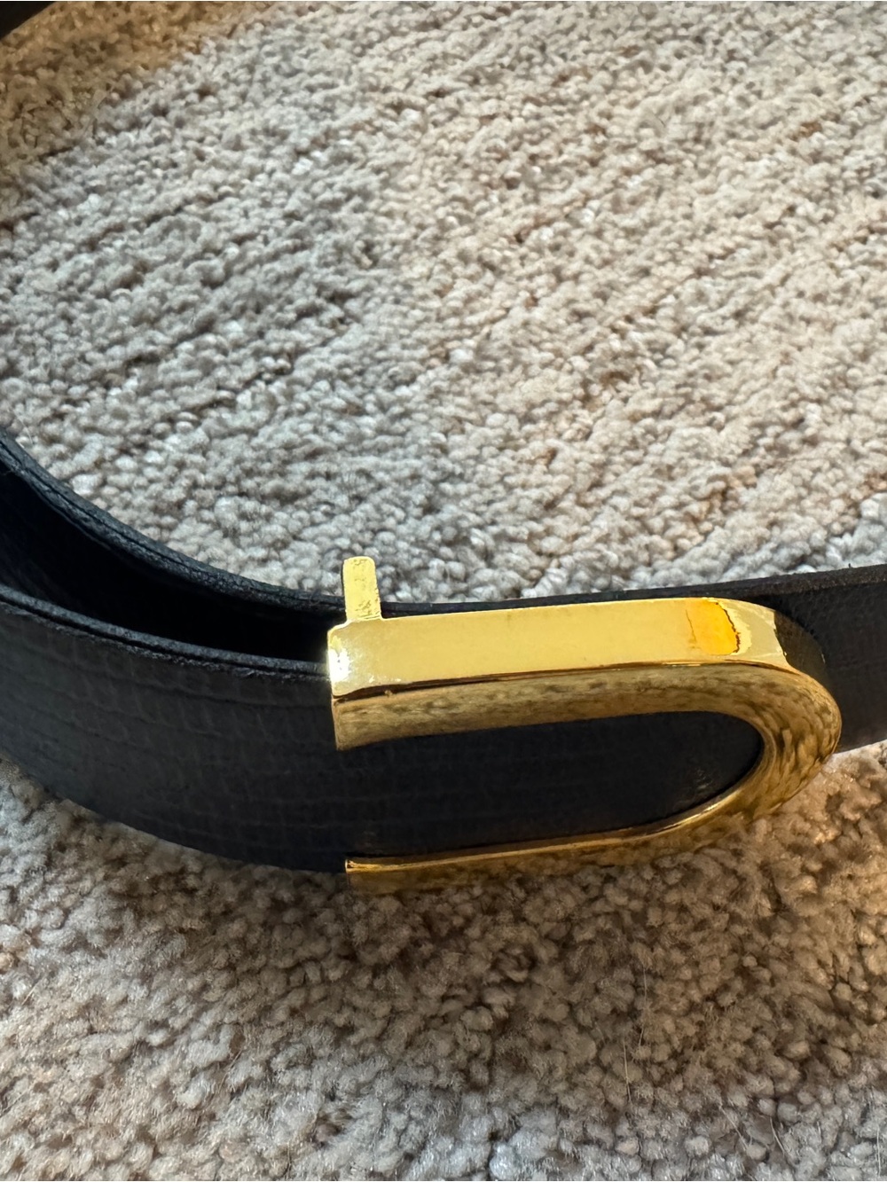 Vintage Cipriani Navy Lizard Leather Belt with Gold Horseshoe Buckle Med - Picture 7 of 7